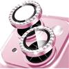 Oelrstfe Pellicola Fotocamera per iPhone 13/13 mini,Posteriore Obiettivo Protezione Vetro Temperato,HD Trasparente Lente Schermo,Durezza 9H Anti-graffio Ultra Resistente Glitter Camera,Rosa