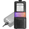BAOFENG BL-5L Batteria Li-ion USB-C ricaricabile 3800mAh, alta capacità | Per radio ricetrasmittenti UV-5R/UV-5R Plus/UV-5RE/UV-5RA/UV-5G/GT-5R, ricarica USB-C o da tavolo