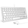 OMOTON Tastiera con cavo per Mac, tastiera con connessione doppia (Type C/USB), tasti silenziosi e connessione stabile, compatibile con Mac, iMac, Mac Mini (AZERTY)