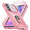 LeYi Cover per Samsung Galaxy A54 5G con Vetro Temperato [2 Pack](Rosa) | Custodia con Protezione Fotocamera [Slidable] Antiurto Grado Militare 360°Magnetica Anello Supporto TPU Bumper Custodie