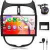 Hodozzy 【2+64G】Hodozzy Carplay Autoradio per Peugeot 206 206cc Citroen C2 2001-2016,9 Pollici Touchcreen Stereo auto Bluetooth Vivavoce con Android Auto/WiFi/GPS/RDS/FM/USB