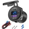 Hapytrip Presa di corrente per auto 12V USB C, sostituzione accendisigari 38W 12V USB con porta USB per auto PD 3.0 e QC 3.0, presa USB impermeabile da 12 volt con interruttore di alimentazione e voltmetro