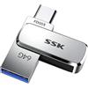 SSK 64GB Dual Chiavetta USB 3.2 Gen 1 fino a 240 MB/s, 2 in 1 OTG Metallo Penna USB, Tipo C e Tipo A Design Girevole Pen Drive per iPhone 15/16 Pro/Smartphone/Tablet/Laptop