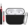FDHYFGDY Cover per AirPods Pro 3 Custodia, Custodia Protettiva in Silicone Compatibile con AirPods Pro 3, Ultrasottile Antiurto, Morbido, con Asta di Pulizia e Moschettone - Trasparente