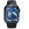Vauki 4 Pezzi Pellicola Protettiva Compatibile con Apple Watch Series 9/8/7 45mm, Morbido Trasparente HD TPU Proteggi Schermo Ultra Sottile Senza Bolle, Anti-Scratch, Touch Sensibile