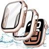 JETech Cover Impermeabile per Apple Watch Series 11/10 42mm, Oro Rosa | con Pellicola Protettiva, Vetro Temperato Integrato, Custodia Bumper PC Rigido, Alta Sensibilità Touch