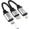 Kefiany Adattatore Doppio Lightning Cuffie Jack (2in1) per iPhone 14 13 12 Pro Max per iPad Connettore Certificato MFI per Apple Aux Audio Cavo Caricabatterie Cuffie Accessori Auto Lightning Microfono