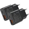 Security-01 Confezione da 2 batterie USB C Fast Charger, 20 W PD 3.0, Dual Port Slim Plug USB-C & USB-A, caricatore rapido per iPhone 17, 17Pro, 16, 16Pro, 16Pro, Max 15, 14, 13, 12, 11, Samsung