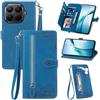 Fertuo Cover per Xiaomi 17T Pro, Custodia a Libro in Pelle PU Flip Case con Porta Carte, Chiusura Magnetica e Cinturino [Disegni di Fiori] Portafoglio Interno Silicone Antiurto, Blu