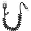 Zestiq Cavo USB C Spirale, 【0.4M-0.9M】 Cavo Retrattile USB Tipo C per Carplay, Cavo di Ricarica USB A a Tipo C Android Auto Compatibile con iPhone 17, 16, 15, iPad, Samsung Galaxy, Google Pixel-Nero