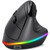 TECKNET Mouse Ergonomico Wireless, Mouse Verticale Ricaricabile, Mouse Bluetooth+ 2,4 GHz, Mouse Wireless Silenzioso, 4800 DPI Regolabili, 6 Pulsanti, RGB Chroma, Compatibile con PC/Windows/Mac