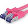 1aTTack.de Cat.7 Cavo di Rete 3 metri - Magenta - 1 Pezzo - Ethernet LAN Cat.7 SFTP PIMF LSZH Spina RJ45 Cat6a 10 Gbit s