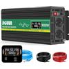 JIGUUN 3000W inverter 24v 220v onda pura Trasformatore | 2 prese EU e una porta USB 2.4A Telecomando con cavo e display LCD Potenza di picco 6000W per camion camper emergenza