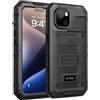 Beeasy Cover per iPhone 15 Plus IP68 Impermeabile Custodia Militare Antiurto Resistente 360° Metallo Armor Protezione Schermo Integrata Rugged Robusta Indistruttibile Subacquea Antipolvere Nero