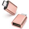 Syntech Adattatore da USB C a USB Confezione da 2 adattatori da USB-C maschio a USB3 femmina Compatibile con iPhone 17e/17pro MacBook Pro Air 2021 iMac iPad Mini 6/Pro e altri dispositivi, Oro rosa
