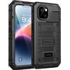 Beeasy Cover per iPhone 14 Plus IP68 Impermeabile Custodia Militare Antiurto Resistente 360° Metallo Armor Protezione Schermo Integrata Rugged Robusta Indistruttibile Subacquea Antipolvere Nero