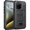 Beeasy Cover per iPhone 15 Pro Max IP68 Impermeabile Custodia Militare Antiurto Resistente 360° Metallo Armor Protezione Schermo Integrata Rugged Robusta Indistruttibile Subacquea Antipolvere Nero