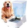 Meijeegu 5L Automatico a Gravità Distributore di Acqua per Cani e Gatti, con Ciotola in acciaio Inossidabile, Adatto per Cani Gatti Domestici (Distributore di acqua 5 L Bianco)