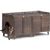 Garvee Mobiletto Copri Lettiera per Gatti in Rattan per 2 Lettierine | Intrecciato a Mano, doppio scomparto con ante e ingresso laterale, tappetino, 2 ganci a S, facile da pulire, 120 x 50 x 60 cm