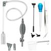 FuYelng 7 Pezzi Kit Aspiratore Acquario con Raschietto per Alghe 3 in 1, 1.7 m Sifone Acquario per Cambio e Pulizia dell'Acqua (Pompa Manuale Raschietto 3 in 1 Contagocce Retino da Pesca Pinzette)