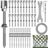 RiaYer WT001 - Kit di 20 tralicci da parete, per piante rampicanti all'aperto, kit di tralicci da parete con fune metallica da 20 m x 0,3 cm, sistema a spalliera in acciaio inox T316