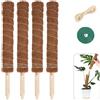 Bamworld 4 Pezzi Palo di Muschio per Piante, 42cm, Supporto per Monstera e Piante d'Appartamento con Totem e Picchetti in Fibra di Cocco per una Crescita Verticale