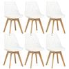 DEYARNA HOME Set di 6 Sedie da Pranzo Scandinave con Gambe in Legno,Bianco | Imbottitura in PU, impermeabile, antiusura, facile da pulire. Schienale a Foglia Traforato, per Soggiorno, cucina e caffè