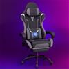 Soontrans Sedia da Gaming con Massaggio KJ433 Sedia Gaming con Poggiapiedi e Cuscino e Poggiatesta, Reclinabile 135°, Pelle Sintetica (Nero-Grigio)