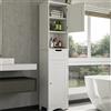 Bealife Mobiletto Bagno Salvaspazio,Mobile Bagno Alto e Stretto, con 2 Ante e Cassetto, Ripiani Regolabili, Scomparti Aperti, Adatto a Bagno,e Lavanderia 170x30x41 cm, Bianco
