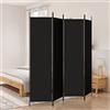 Generico Divisorio a 4 Pannelli Nero 200x200 cm in Tessuto,Nero,3.77kg,350185