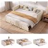BLSYHDH Divano Letto Estraibile 80/180 x 200 cm a 2 Posti con Rete a Doghe, Multifunzionale in Tessuto Velluto Beige