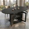 CKKNN Tavolo da pranzo allungabile con vano portaoggetti, tavolo da cucina allungabile, ovale