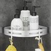 GRICOL Mensola da Doccia Senza Foratura Mensola Bagno Angolare Adesiva in Metallo con 2 Ganci Porta Shampoo Doccia Porta Bagnoschiuma da Doccia Anti-Ruggine Argento