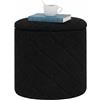 Bonlife Sgabello rotondo Ottoman con vano portaoggetti, sgabello pieghevole con coperchio, sgabello bouclé per toeletta per soggiorno, camera da letto, ingresso, nero, 33x33x35 cm