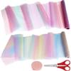 Haocjanc 2 Pezzi Runner Da Tavola In Tulle Arcobaleno Con Colore Gradiente E Glitter, 30cm X 5m, Per Feste Di Matrimonio E Decorazioni