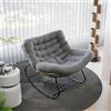 TWSOUL Sedia a dondolo da giardino, per soggiorno, relax in rattan, con imbottitura, portata fino a 150 kg, per giardino, camera da letto, soggiorno, balcone (grigio, XL)