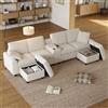 Ktipm Divano Angolare Modulare a 4 Posti, Divano 4 Posti a Forma di U,Beige
