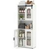 LIFEZEAL Mobile da Bagno Salvaspazio, 60 x 30 x 150 cm (Bianco) | Armadio Alto in Legno con Anta Scorrevole, Scomparto Sperto e Armadietto a 2 Ripiani con 2 Ante Semitrasparenti