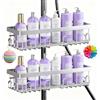Tbintul 2 Pezzi Mensola per Doccia Senza Foratura, Antiruggine, Grande Dimensione e Capacità, per Asta Doccia da 18 mm a 25 mm, Organizer Doccia per Shampoo Sapone Bagnoschiuma, Argento