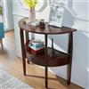 SEIFE Consolle a mezza luna con cassetto, tavolino da ingresso in legno massello con ripiano a giorno, tavolino stretto semicircolare per l'arredamento di soggiorno e corridoio(Walnut,88cm/34.6in)