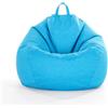 Treer Fodera per Pouf a Sacco Contenitore Tinta Unita Copertura per Poltrona Sacco Senza Imbottitura, Lino Pouf a Forma di Pera Bean Bag Cover con Cerniera (100x120 cm,Blu)