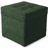 Velora Home&Living VELORA H&L Pouf Contenitore 45 x 45 cm Verde scuro - Pouf Imbottito in Tessuto con Vano Portaoggetti, Portata fino a 150 kg, per Soggiorno, Camera da Letto e Ingresso