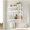 Bamworld Scaffale da Bagno a 3 Ripiani in Bambù, Organizzatore da Parete Moderno e Salvaspazio per Bagno, Cucina o Ufficio, Bianco