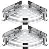 Strength Enemy Mensola Doccia Senza Foratura, Mensola Angolare in SUS 304 Acciaio Inox con 2 Ganci, Triangolare Porta Sapone da Appendere, Accessori da Bagno Adesiva, Organizer per Bagno, Cucina - 2 Pezzi, Argento