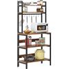 DlandHome Mensole da cucina per la conservazione, mobile da cucina con ripiani per microonde, forno, utensili da cucina, 80 x 40 L x 170 cm, colore marrone e nero