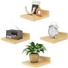 IBUYKE Piccola mensola sospesa, in legno, set di 4, espositori, mensole da appendere per camera da letto, bagno, cucina, legno naturale RF-GB505N-4