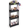 Iris Ohyama, Carrello Portaoggetti Cucina Salvaspazio 4 Piani Nero, SRC-4 | Ottimizza lo spazio verticale grazie alle Organizzatore mobile con ruote per bagno, Ufficio, Scaffale Stretto da Cucina