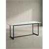 KADIMA DESIGN Tavolo da pranzo in vetroceramica, effetto marmo, bianco, moderno tavolo da pranzo, 180 x 90 cm, tavolo da cucina di alta qualità per famiglie numerose, tavolo in vetro industriale con gambe in