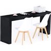 Mobili Fiver, Scrivania Evolution 180x40, Nero Frassino con Due Gambe e Caricatore Wireless, NO, Scrivania moderna per Camera, Ufficio, Made in Italy