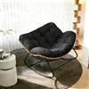 TWSOUL Sedia a dondolo da giardino, per soggiorno, relax in rattan, con imbottitura, portata fino a 150 kg, per giardino, camera da letto, soggiorno, balcone (nero-XL)